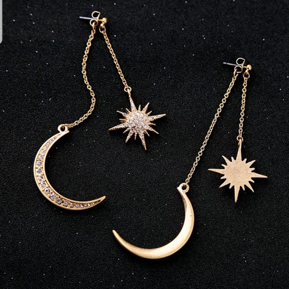 NEW VARESE Trendy Moon and Sun Gold Earrings - Picture 5 of 5